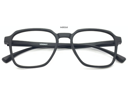 Lensnut Matt Black Hexagon Full Rim Eyeglasses LNT002C6