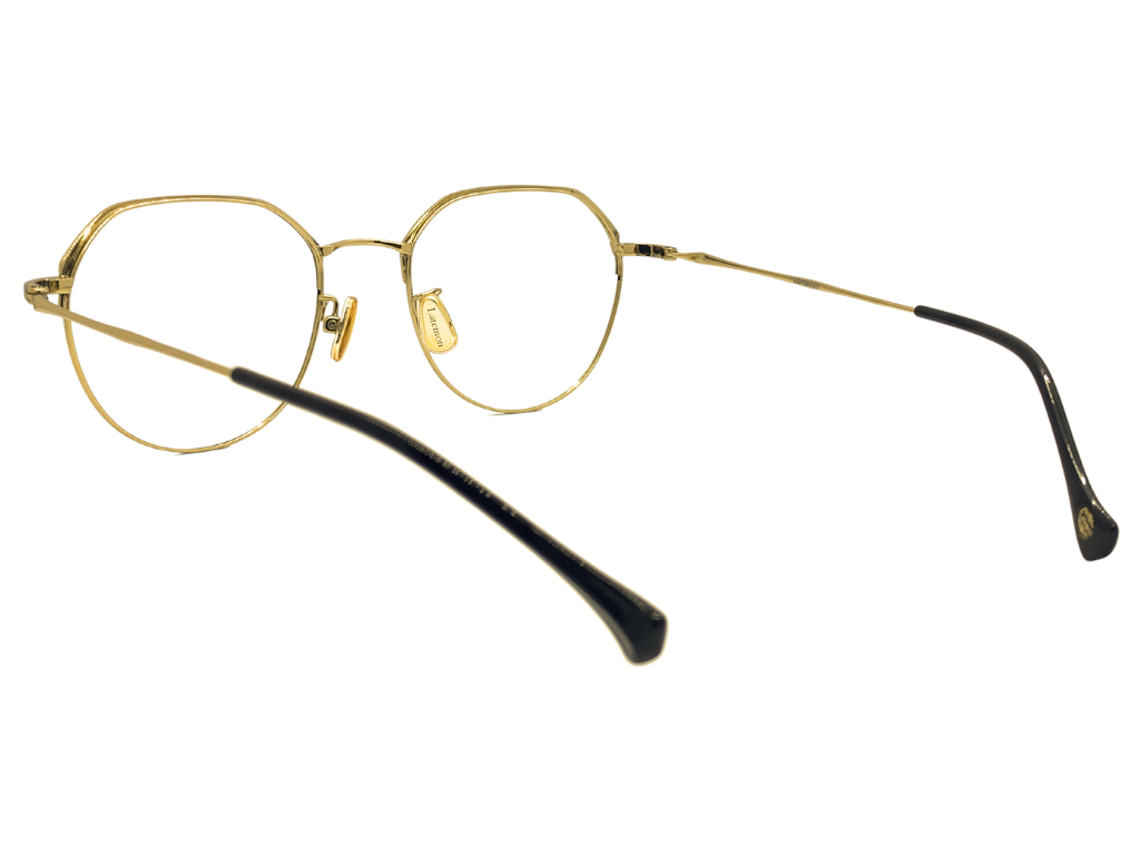 Lensnut Latemon Gold Black Round Full Rim Eyeglasses LNL9012COL1