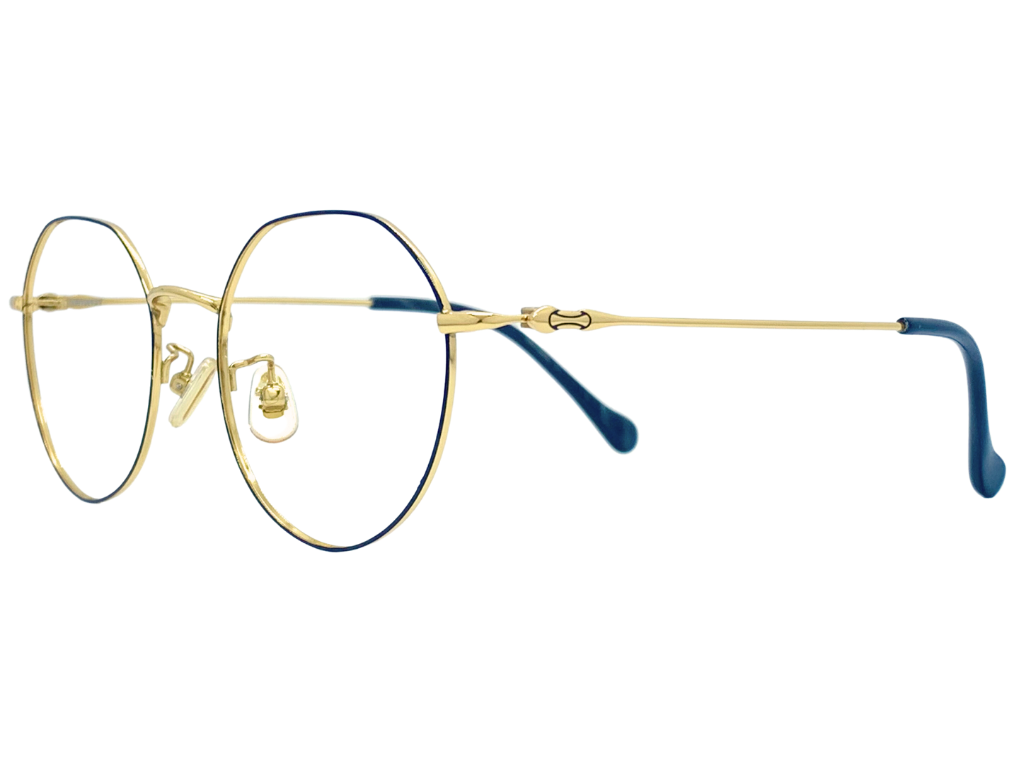 Lensnut Latemon Black Gold Round Full Rim Eyeglasses LNL9034COL1