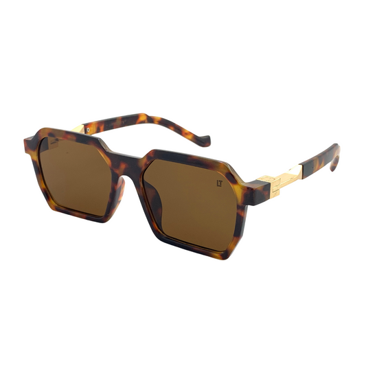 Essentials "Bounce" Havana Hexagon Unisex Sunglasses