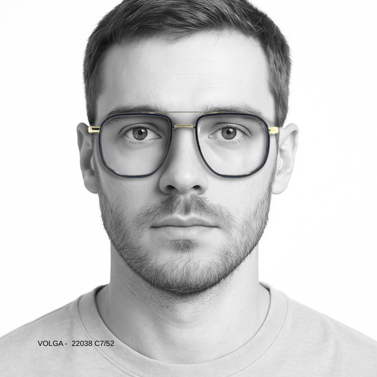 ALFA "Volga" Black Gold Aviator Unisex Eyeglasses 22038 C7/52