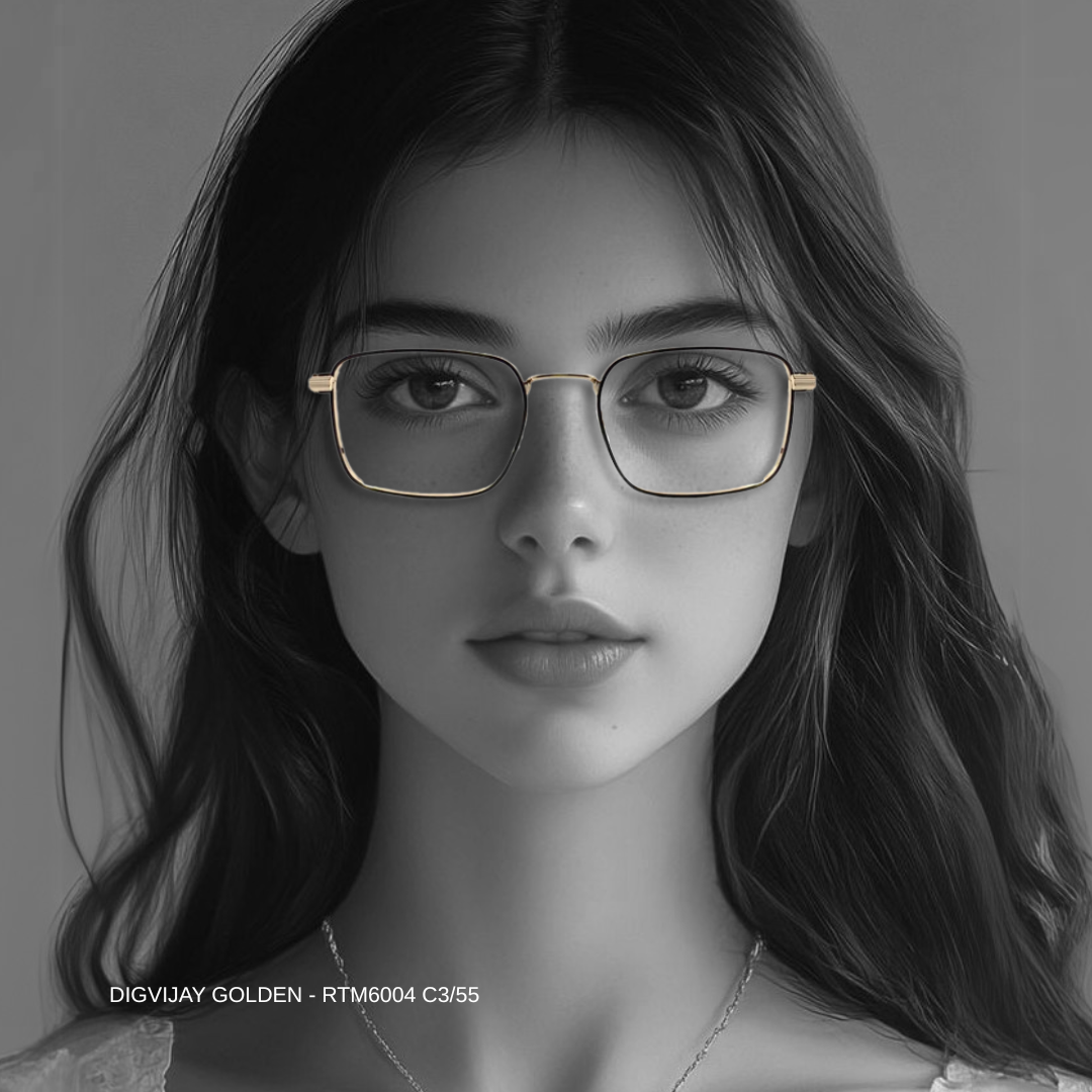 Luxury Line "Digvijay" Golden Square Unisex Eyeglasses RTM6004 C3/55