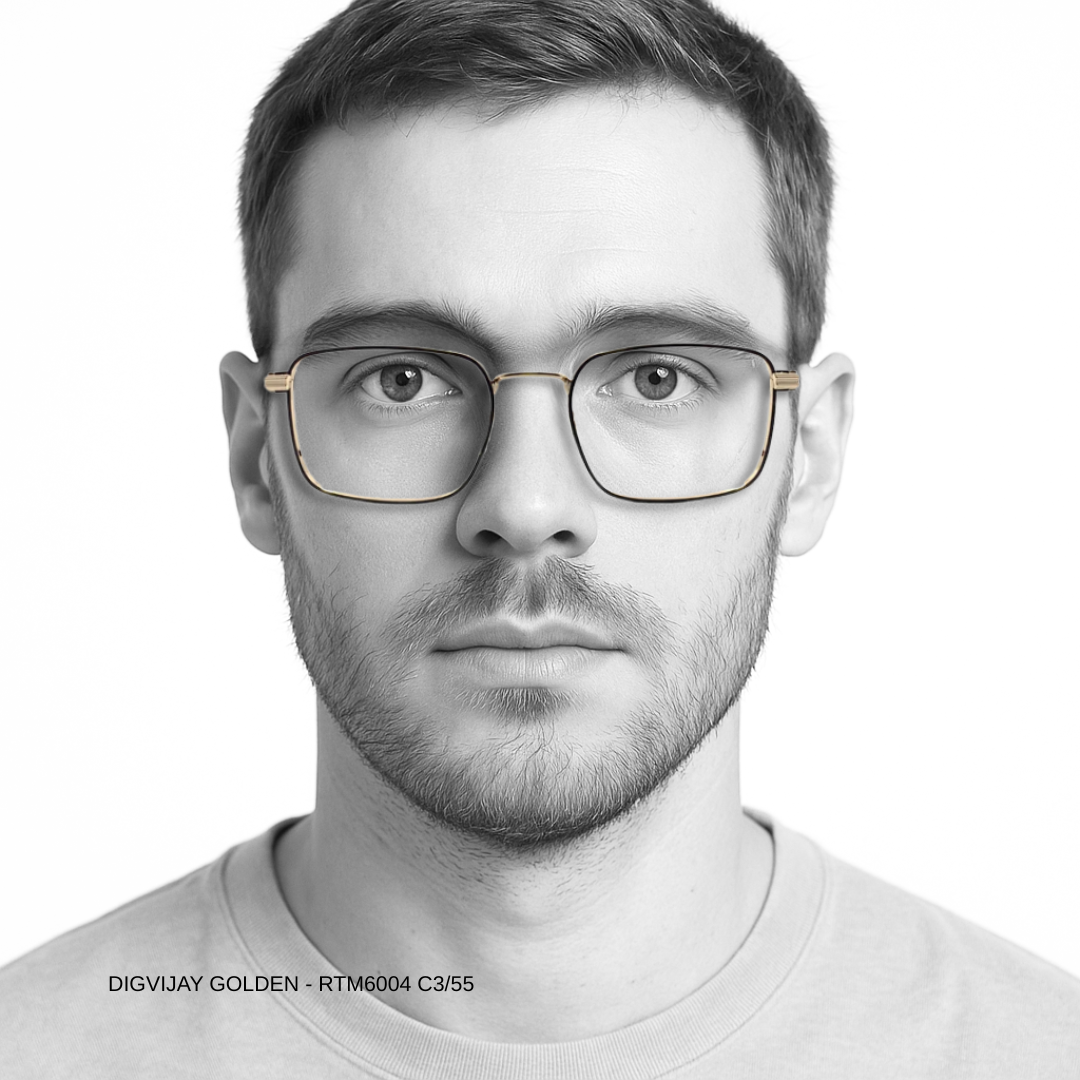 Luxury Line "Digvijay" Golden Square Unisex Eyeglasses RTM6004 C3/55