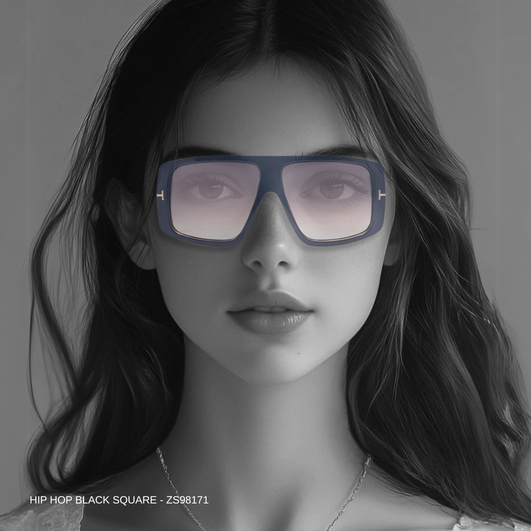 Hip Hop Black Square Unisex Sunglasses ZS98171