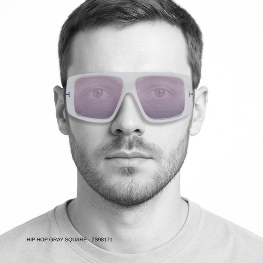 Hip Hop Grey Square Unisex Sunglasses ZS98171