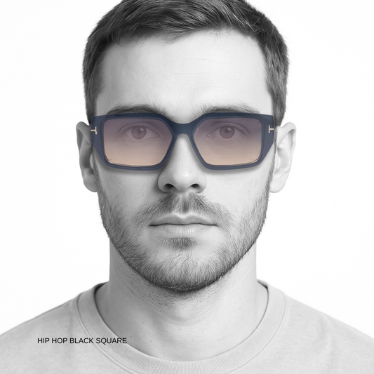 Hip Hop Black Square Unisex Sunglasses ZS98076