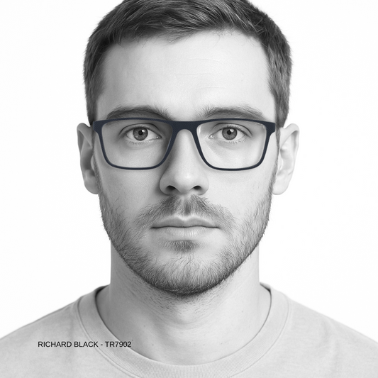 Essentials "Richard" Black Rectangle Unisex Eyeglasses TR7902