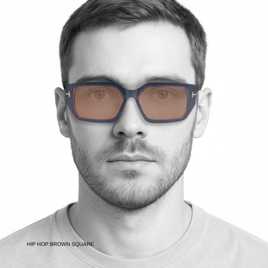 Hip Hop Brown Square Unisex Sunglasses ZS98076