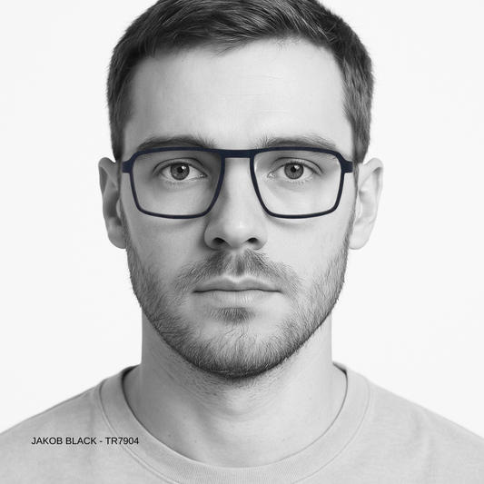 Essentials "Jakob" Black Unisex Square Eyeglasses TR7904