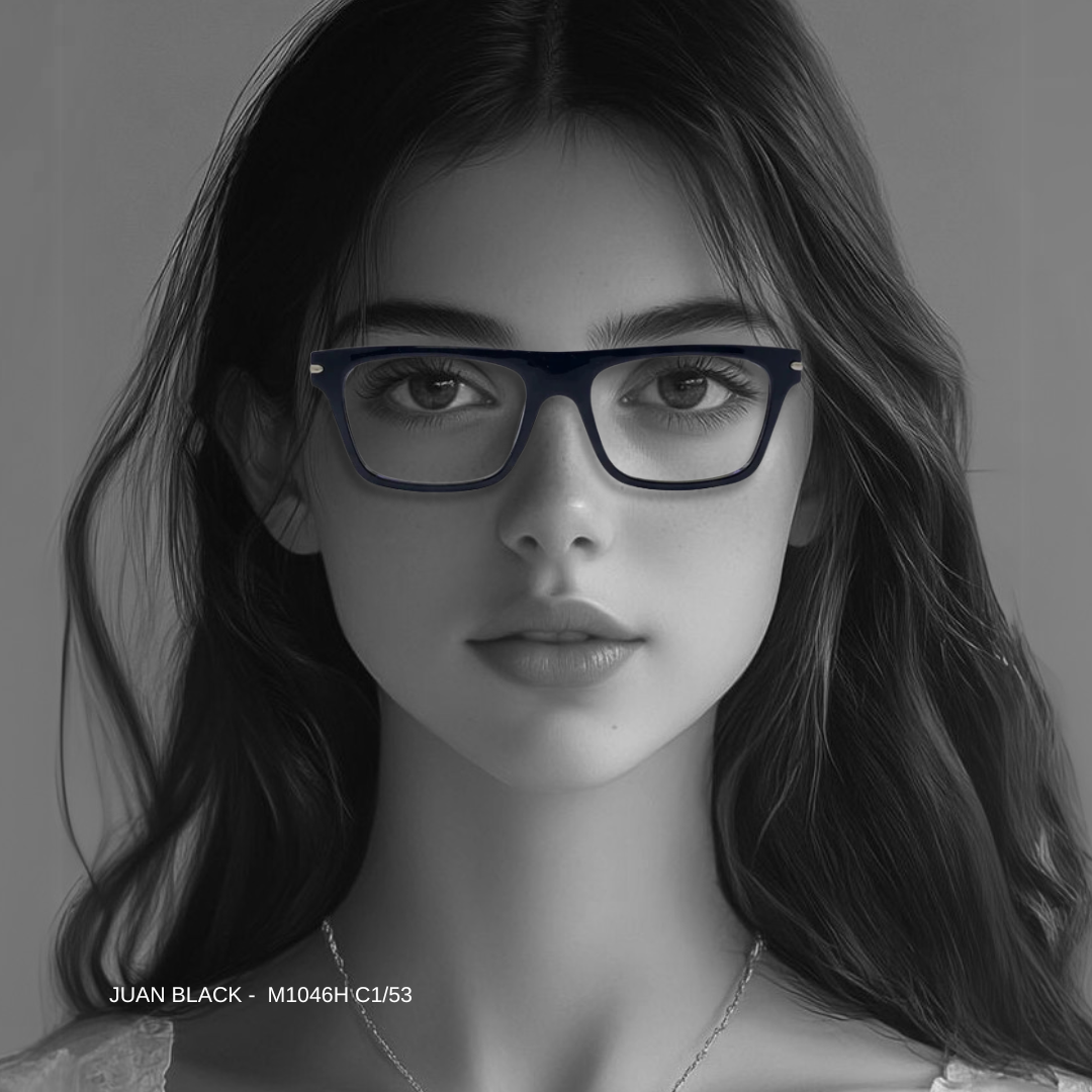 Essentials Juan Black Rectangle Unisex Eyeglasses M1046H C1/53