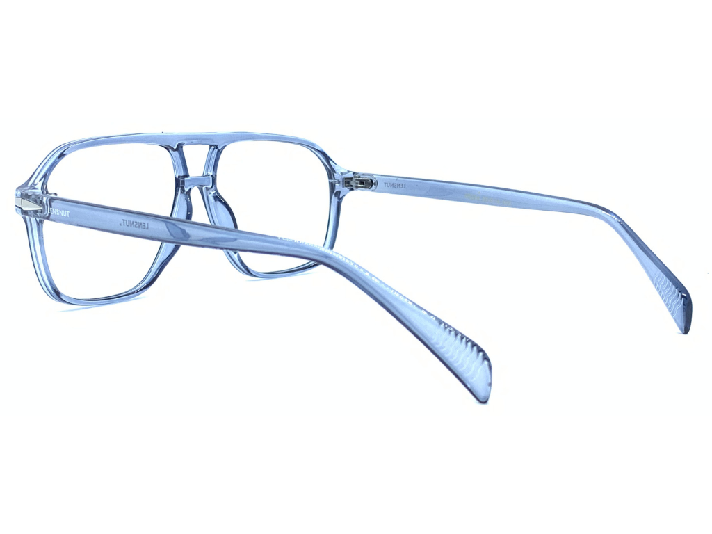 Lensnut Glossy Blue Transparent Aviator Full Rim Eyeglasses ST85204C4T