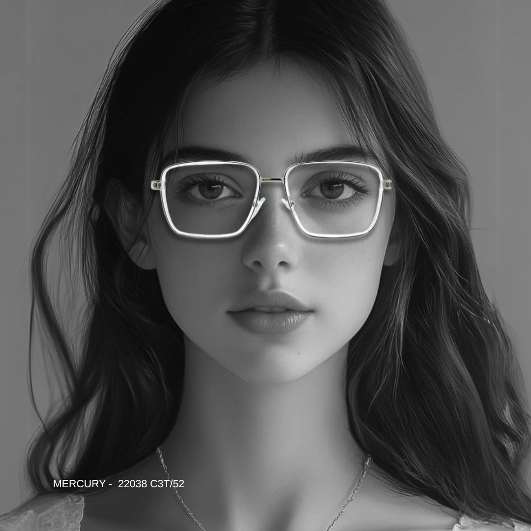 ALFA "Mercury" Silver Square Unisex Eyeglasses 23065 C3/8 58