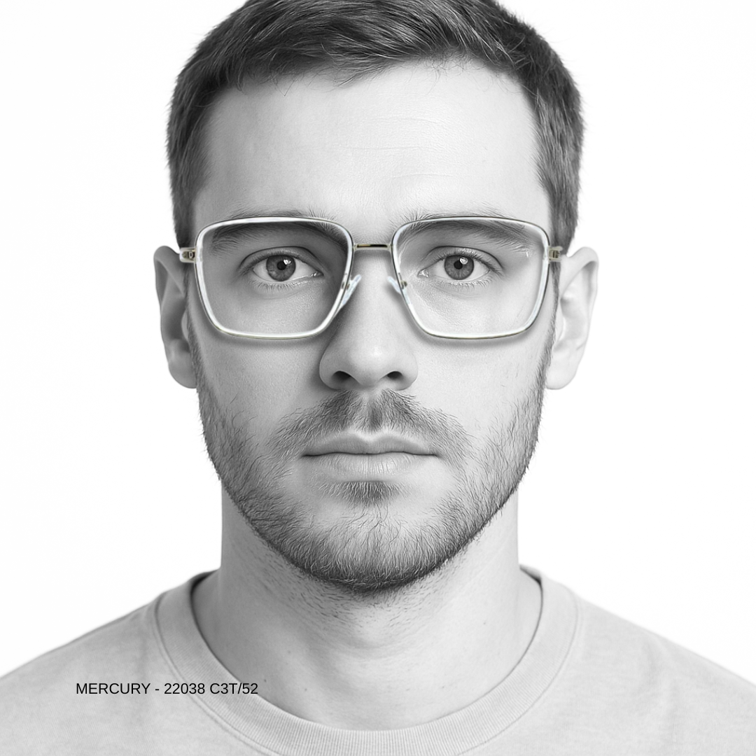 ALFA "Mercury" Silver Square Unisex Eyeglasses 23065 C3/8 58