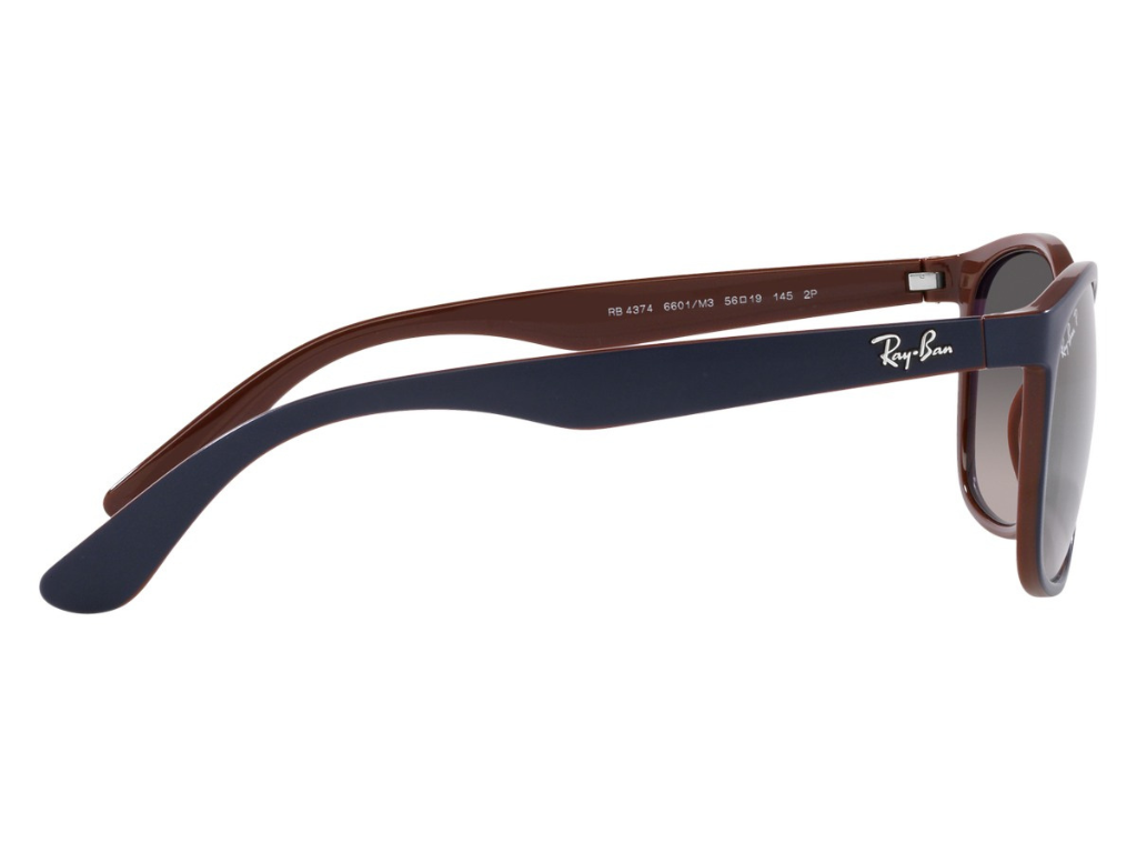 Rayban Matt Blue On Brown Grey Polarized Full Rim Wayfarer Sunglass RB43746601/M356