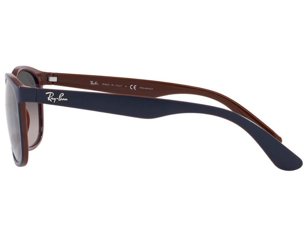 Rayban Matt Blue On Brown Grey Polarized Full Rim Wayfarer Sunglass RB43746601/M356