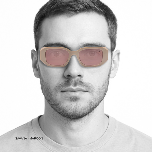 Hip Hop "Savana" Maroon Rectangle Unisex Sunglasses