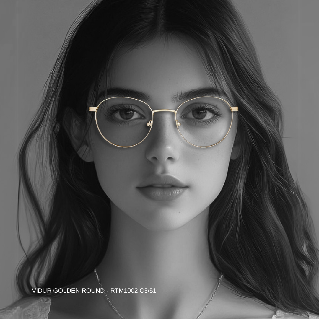 Luxury Line "Vidur" Golden Round Unisex Eyeglasses RTM1002 C1/51