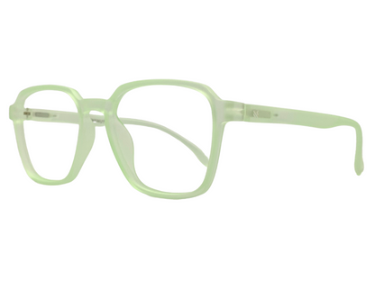 Lensnut Matt Green Transparent Hexagon Full Rim Eyeglasses LNT002C2