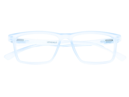 Lensnut Matt Watery Blue Transparent Rectangle Full Rim Eyeglasses LNT004C1