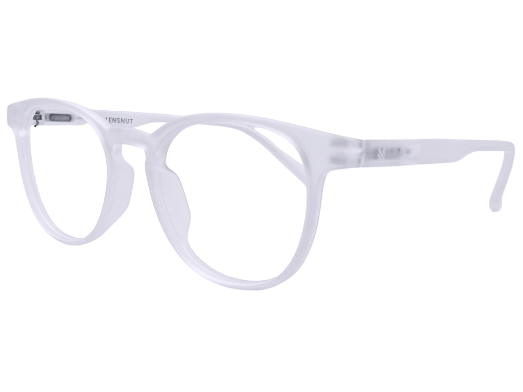 Lensnut Matt White Transparent Oval Full Rim Eyeglasses LNT007C4