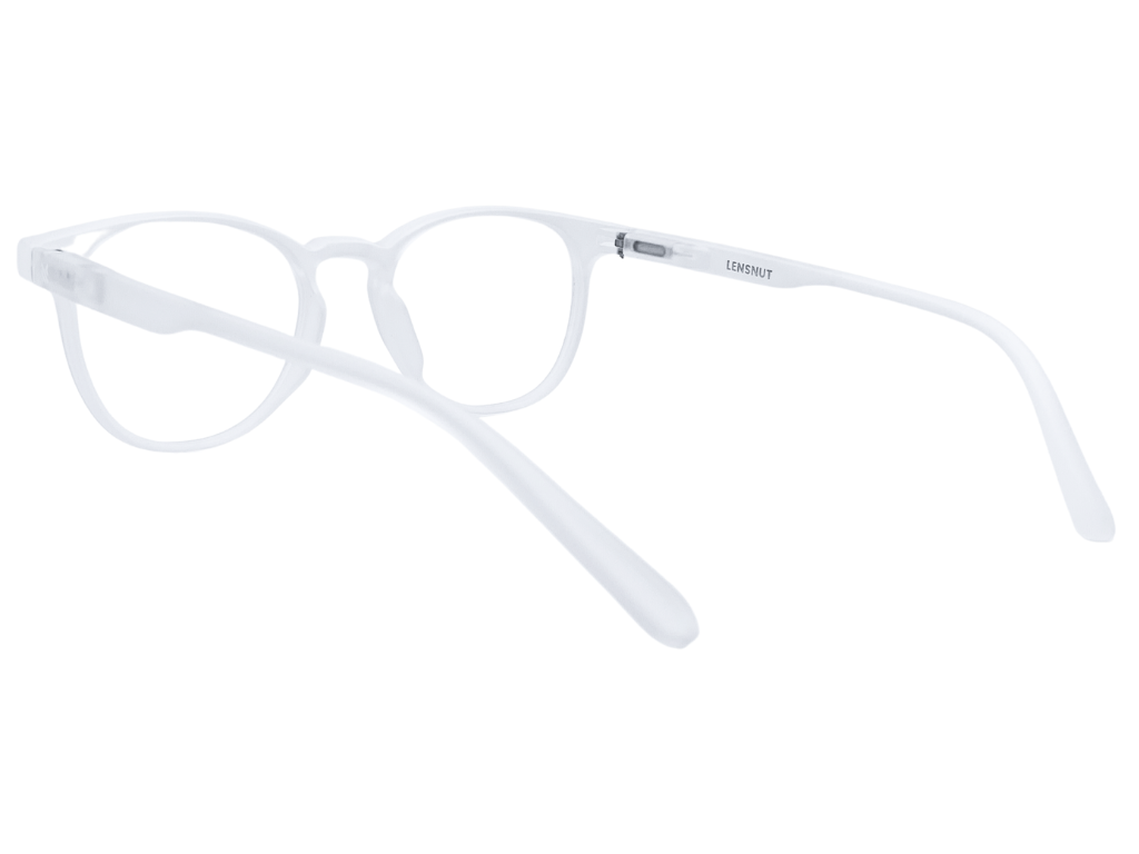 Lensnut Matt White Transparent Oval Full Rim Eyeglasses LNT007C4