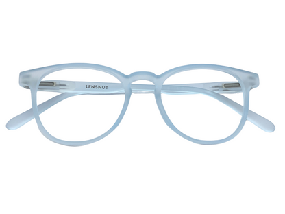 Lensnut Matt Blue Transparent Oval Full Rim Eyeglasses LNT007C8