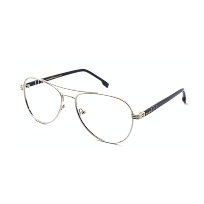 Luxury Line "Yajur" Silver Aviator Eyeglasses for Men RTM1006 C2/56