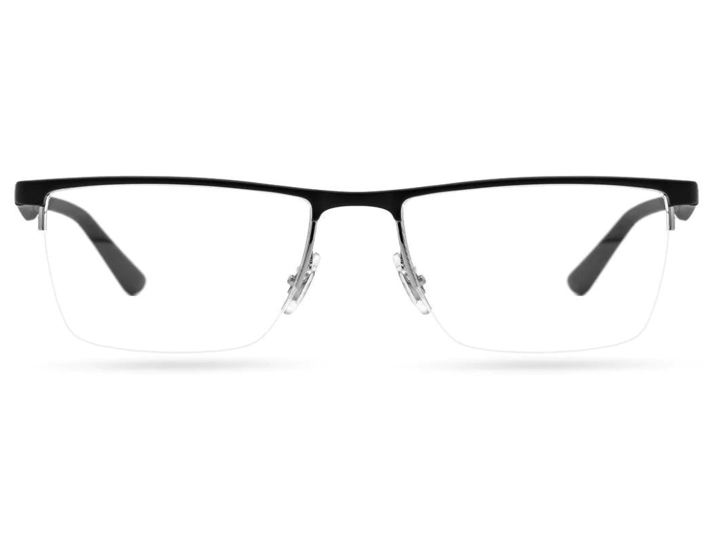 Rayban Black Rectangle Half Rim Eyeglasses RX6443I3062