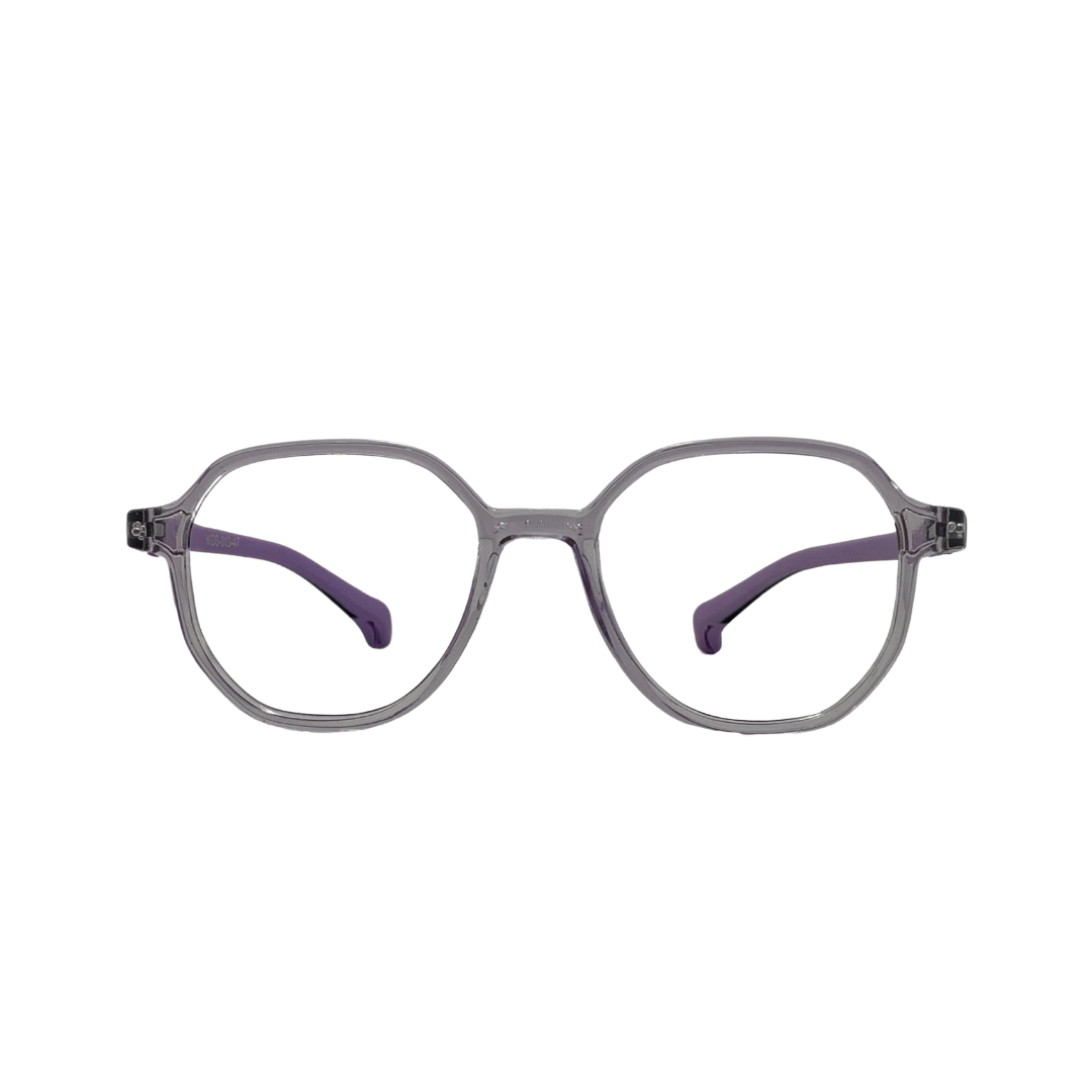 Essentials "Pixel" Geometric Transparent Purple Kids Flexible Eyeglasses TR 13