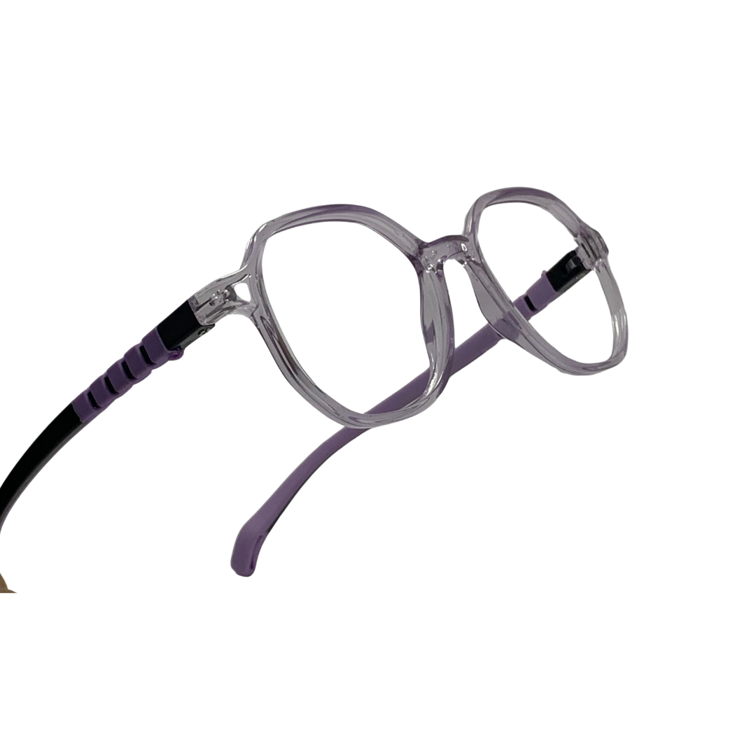 Essentials "Pixel" Geometric Transparent Purple Kids Flexible Eyeglasses TR 13