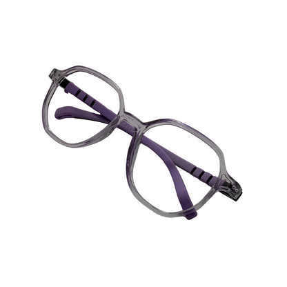 Essentials "Pixel" Geometric Transparent Purple Kids Flexible Eyeglasses TR 13