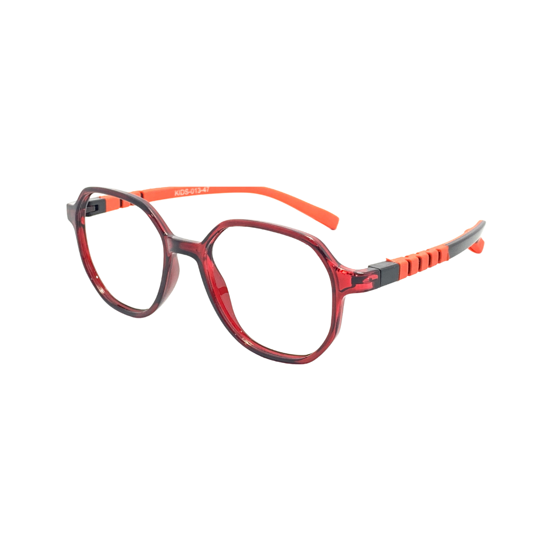 Essentials "Pixel" Geometric Red Kids Flexible Eyeglasses TR 13