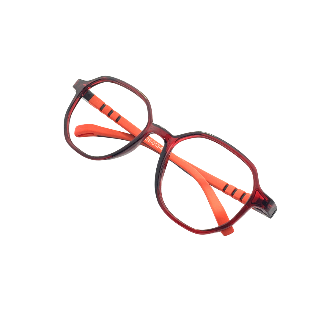 Essentials "Pixel" Geometric Red Kids Flexible Eyeglasses TR 13