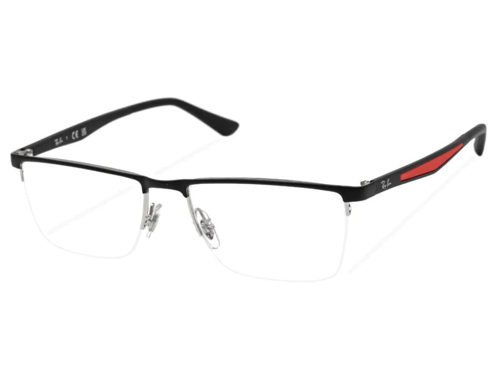 Rayban Black Rectangle Half Rim Eyeglasses RX6443I3062
