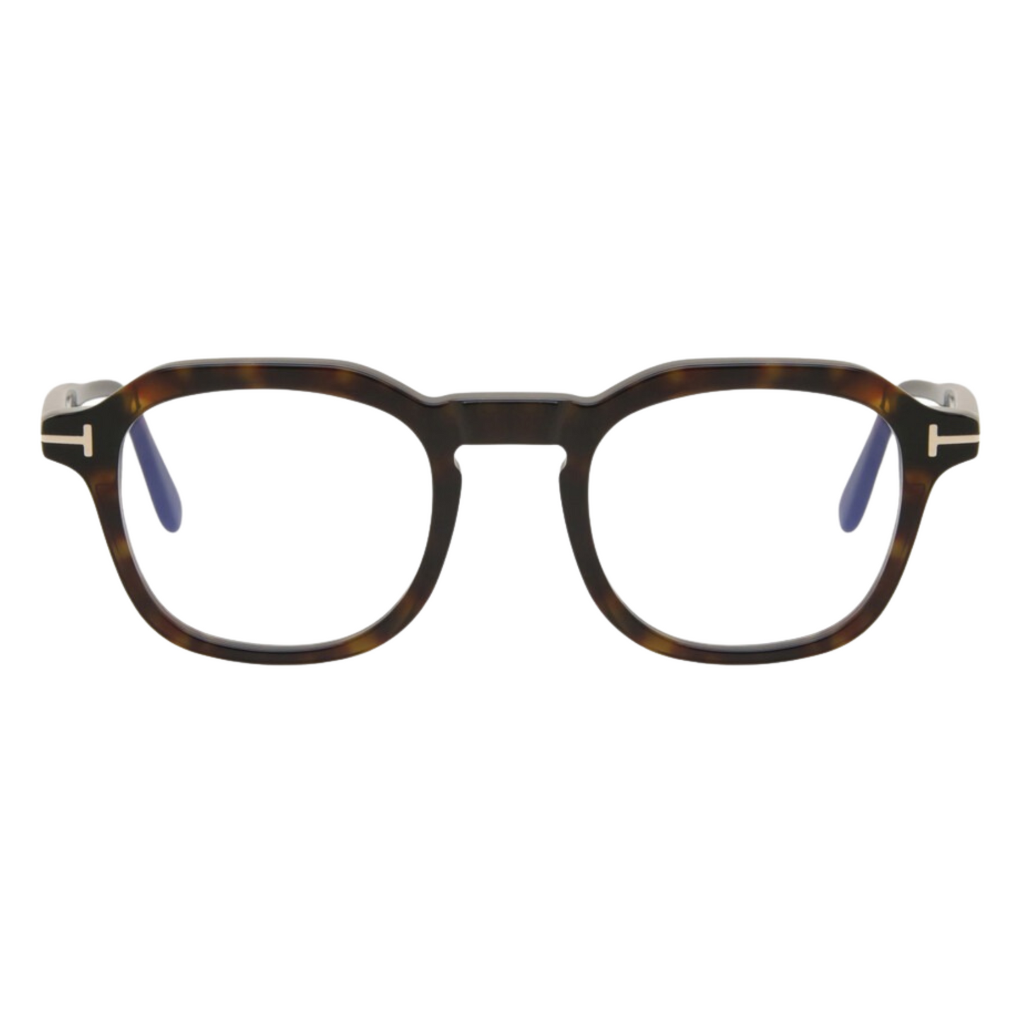 Tom Ford Blue Light Block Havana Hexagon Eyeglasses for Men TF5836 BEC 001