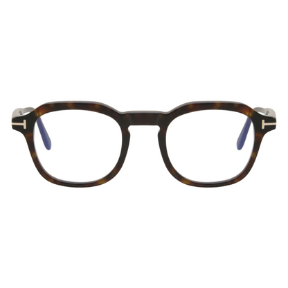 Tom Ford Blue Light Block Havana Hexagon Eyeglasses for Men TF5836 BEC 001