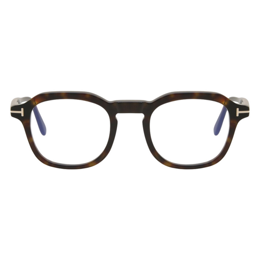 Tom Ford Blue Light Block Havana Hexagon Eyeglasses for Men TF5836 BEC 001