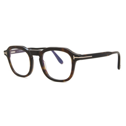 Tom Ford Blue Light Block Havana Hexagon Eyeglasses for Men TF5836 BEC 001