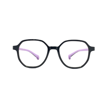 Essentials "Pixel" Geometric Black & Purple Kids Flexible Eyeglasses TR 13