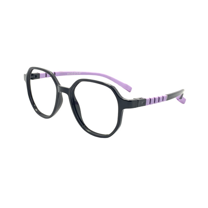 Essentials "Pixel" Geometric Black & Purple Kids Flexible Eyeglasses TR 13