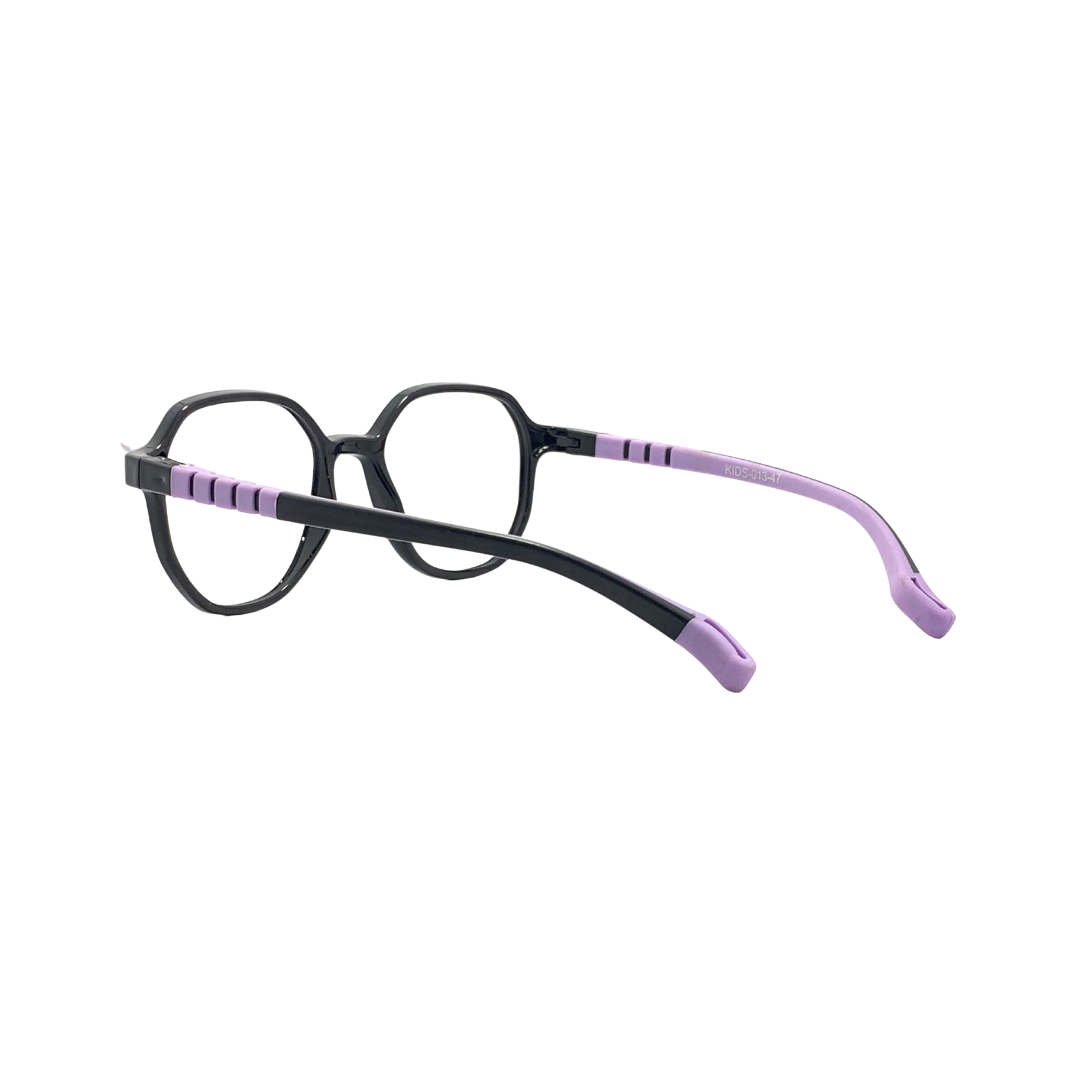 Essentials "Pixel" Geometric Black & Purple Kids Flexible Eyeglasses TR 13