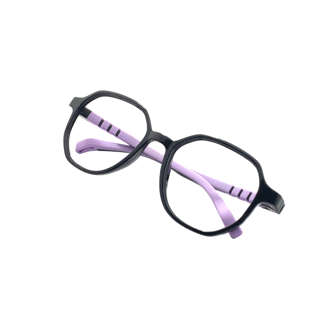 Essentials "Pixel" Geometric Black & Purple Kids Flexible Eyeglasses TR 13