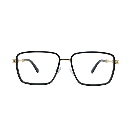 ALFA "Mercury" Black Gold Square Unisex Eyeglasses 23065 C7/58