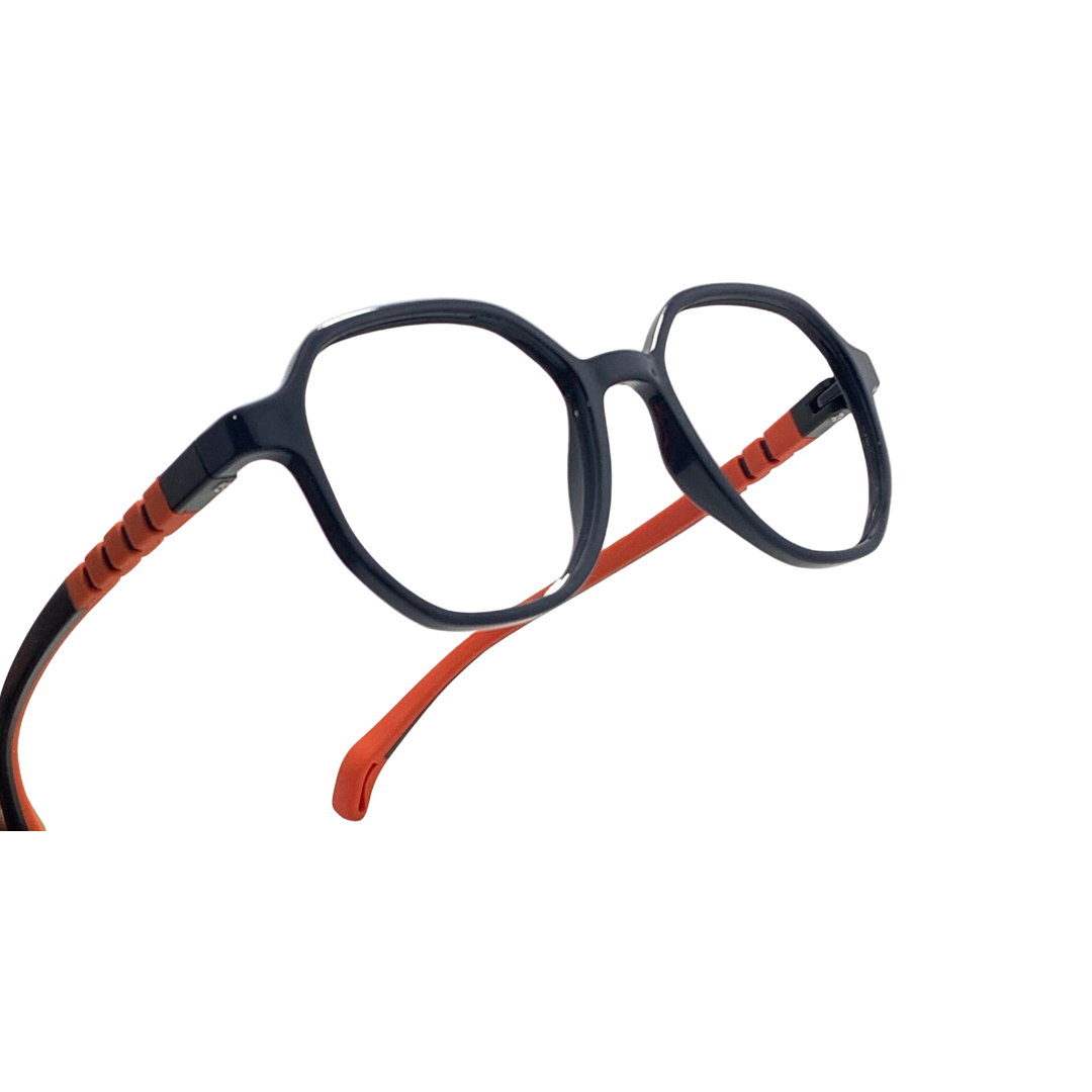 Essentials "Pixel" Geometric Black & Red Kids Flexible Eyeglasses  TR 13