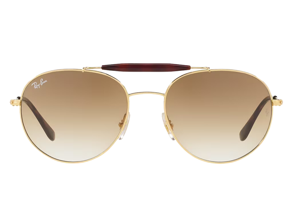 Rayban Gold Brown Gradient Full Rim Aviator Sunglass RB3540001/51