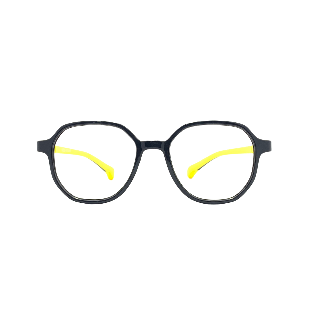 Essentials "Pixel" Geometric Black & Yellow Kids Flexible Eyeglasses TR 13