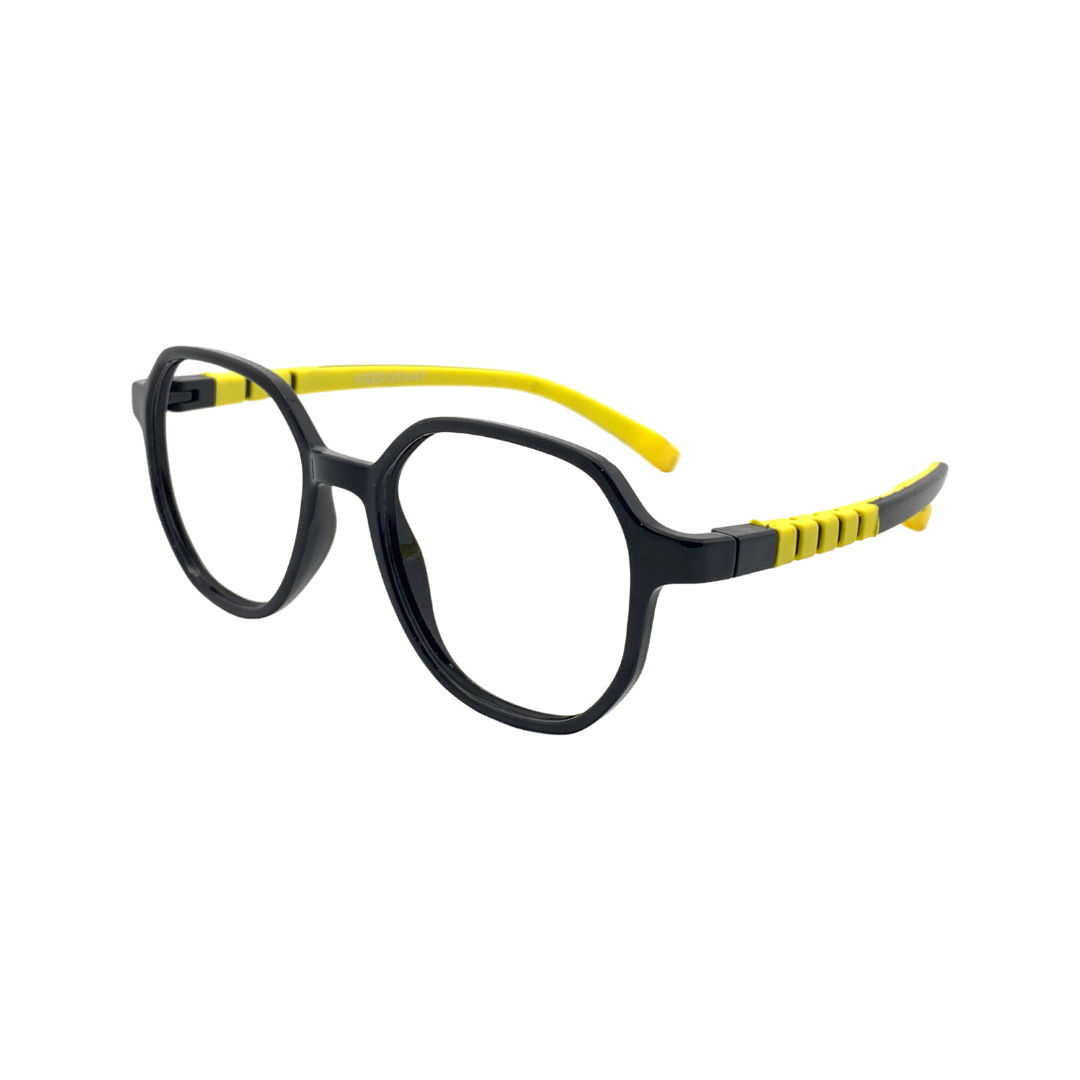 Essentials "Pixel" Geometric Black & Yellow Kids Flexible Eyeglasses TR 13