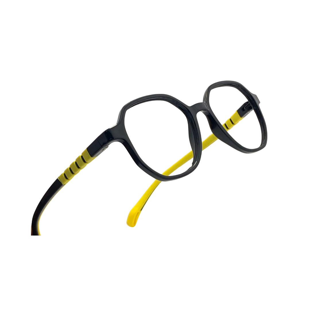 Essentials "Pixel" Geometric Black & Yellow Kids Flexible Eyeglasses TR 13