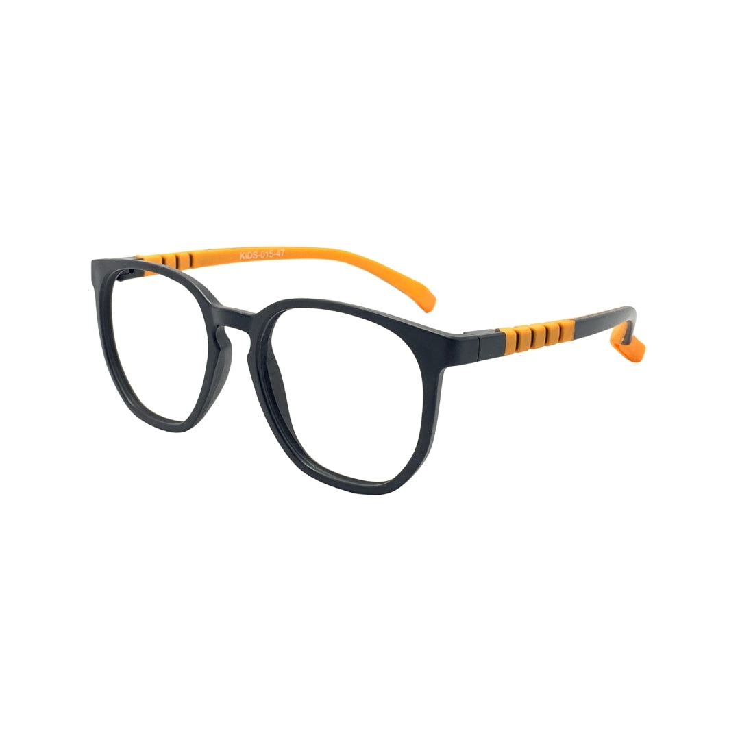 Essentials "Owl" Round Black & Orange Kids Flexible Eyeglasses TR 15