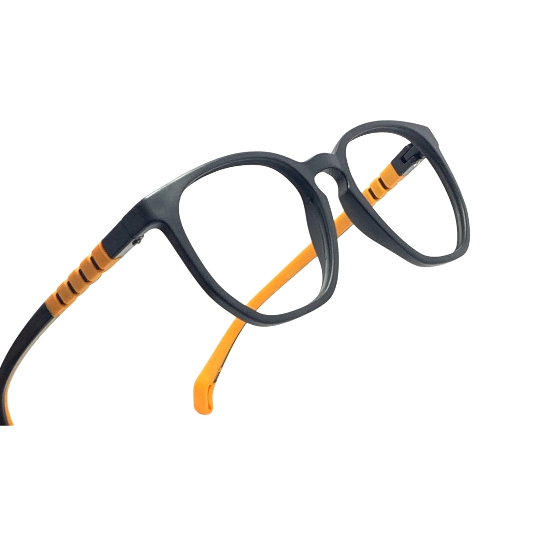 Essentials "Owl" Round Black & Orange Kids Flexible Eyeglasses TR 15